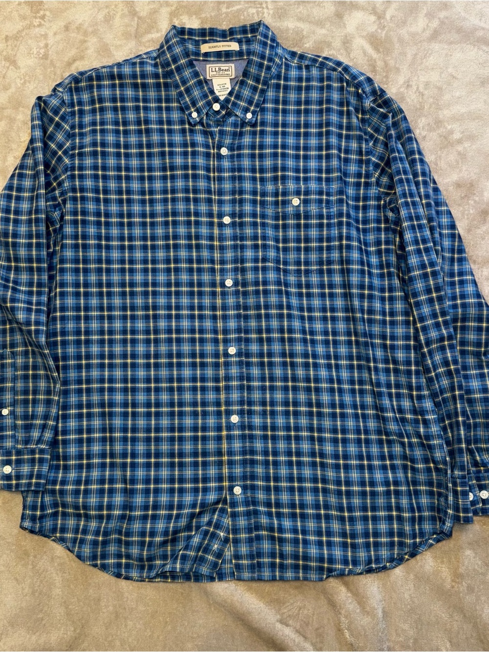 L.L.Bean Slightly Fitted XL-REG Plaid Button Down Shirt